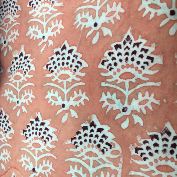 インドコットンの浴衣 ブロックプリントピンク花柄 3枚目の画像