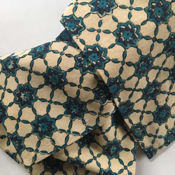 インドコットン半幅帯　更紗ブロックプリント　ブルー 1枚目の画像