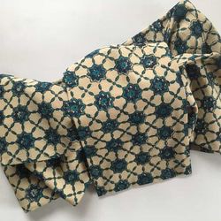 インドコットン半幅帯　更紗ブロックプリント　ブルー 2枚目の画像