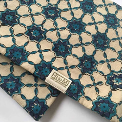 インドコットン半幅帯　更紗ブロックプリント　ブルー 4枚目の画像