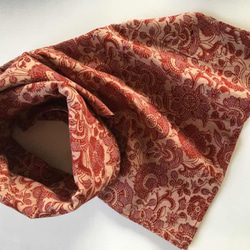 大人の兵児帯　インドコットン　ブロックプリント　更紗えんじ 1枚目の画像