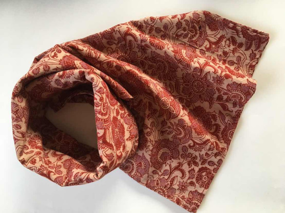 大人の兵児帯　インドコットン　ブロックプリント　更紗えんじ 1枚目の画像