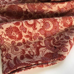 大人の兵児帯　インドコットン　ブロックプリント　更紗えんじ 5枚目の画像