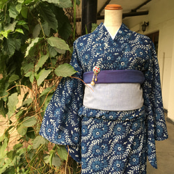 インド綿の浴衣 藍に花柄 浴衣 hitomiindia 通販 5969129