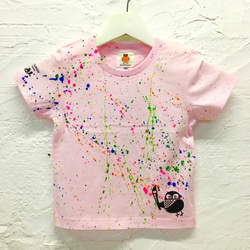アート キッズTシャツ パステルカラー 子供服ARTハンドプリント オリジナル カラフル 1枚目の画像
