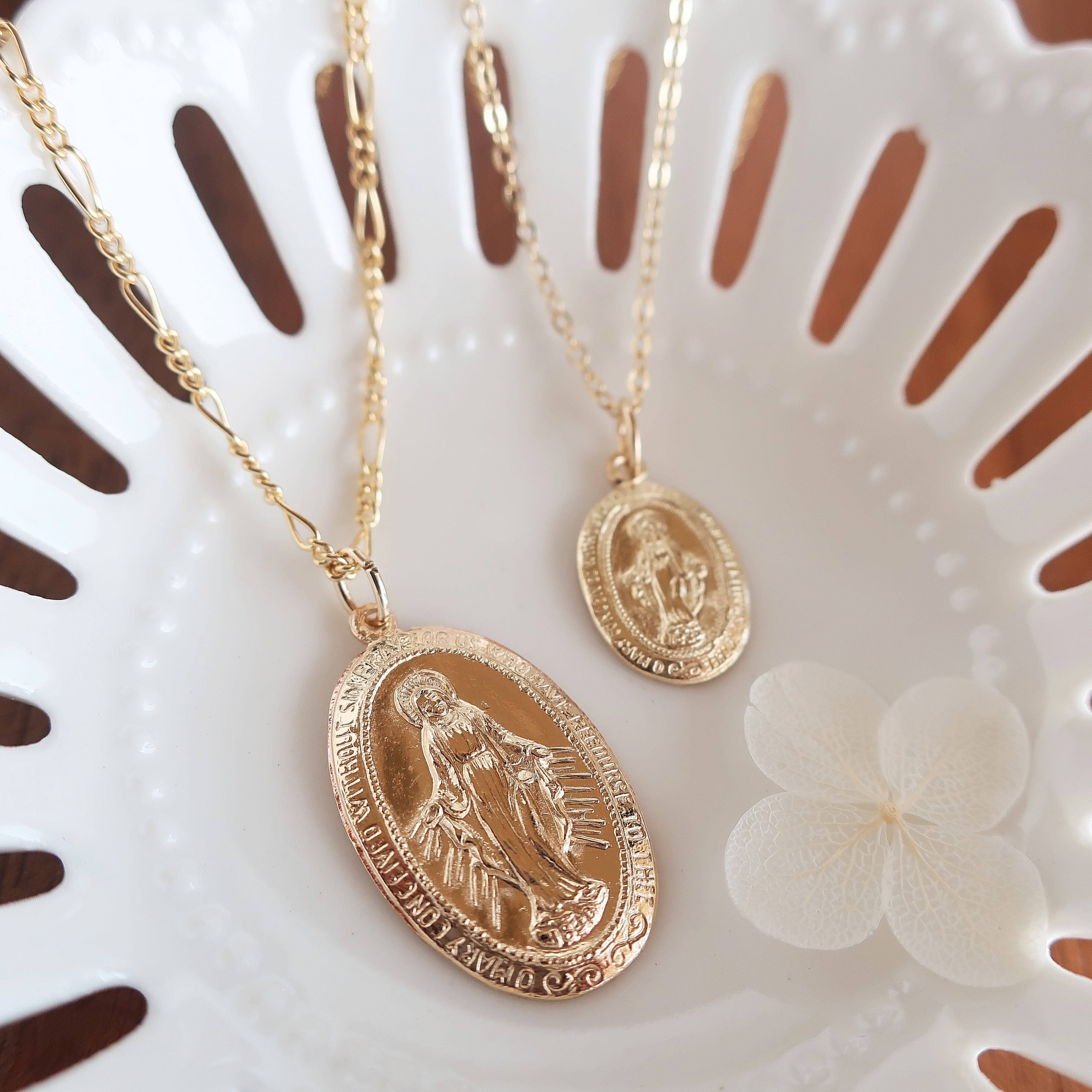 ペアネックレス◆14kgf 不思議のメダイ,マリア