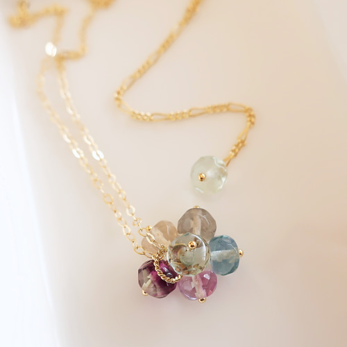 希少）アクセサリーまとめて 春色フローライト◇14kgfネックレス～ビー玉みたいなフロー