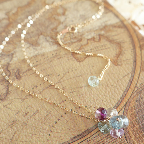 春色フローライト◇14kgfネックレス～ビー玉みたいなフローライト