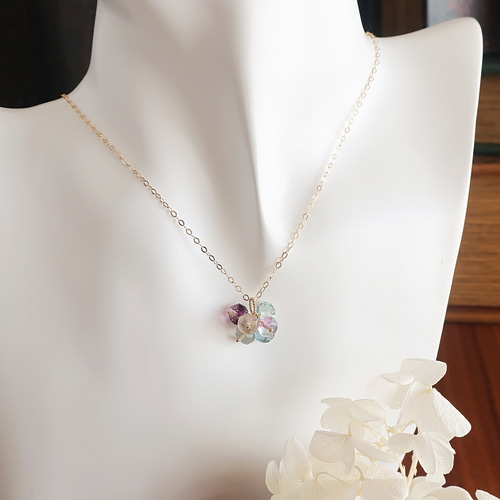 春色フローライト◇14kgfネックレス～ビー玉みたいなフロー