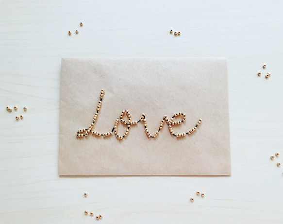 【Love】ゴールドビーズ刺繍封筒 3マイ 1枚目の画像