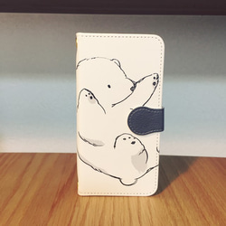 【お客様専用】転がりシロクマの手帳型スマホケース 2枚目の画像