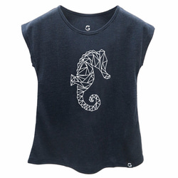 é Grato 天絲咖啡紗纖維 吸濕排汗短袖T恤 (海洋世界-海馬) 女童款 共兩色 第1張的照片