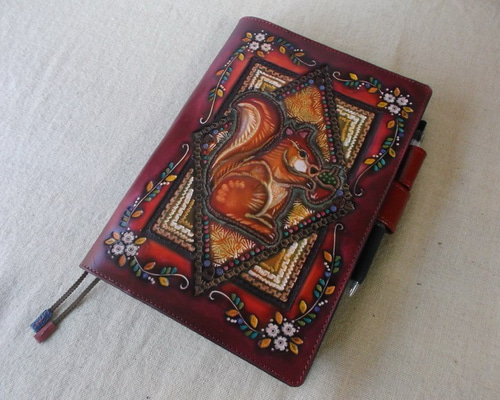 ほぼ日手帳カズン対応　A5サイズ手帳カバー　レザー刻印＆拭き染め ほぼ日手帳カズン対応 A5サイズ手帳カバー レザー 刻印＆拭き