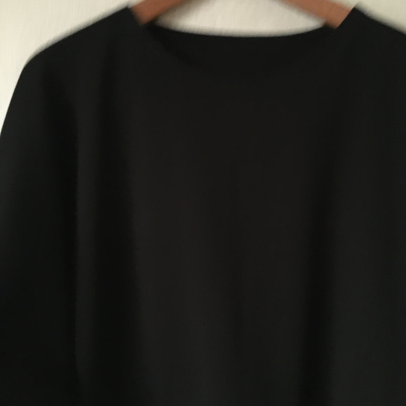 ドルマンスリーブ切替え長袖プルオーバー　黒白Ｆ 2枚目の画像