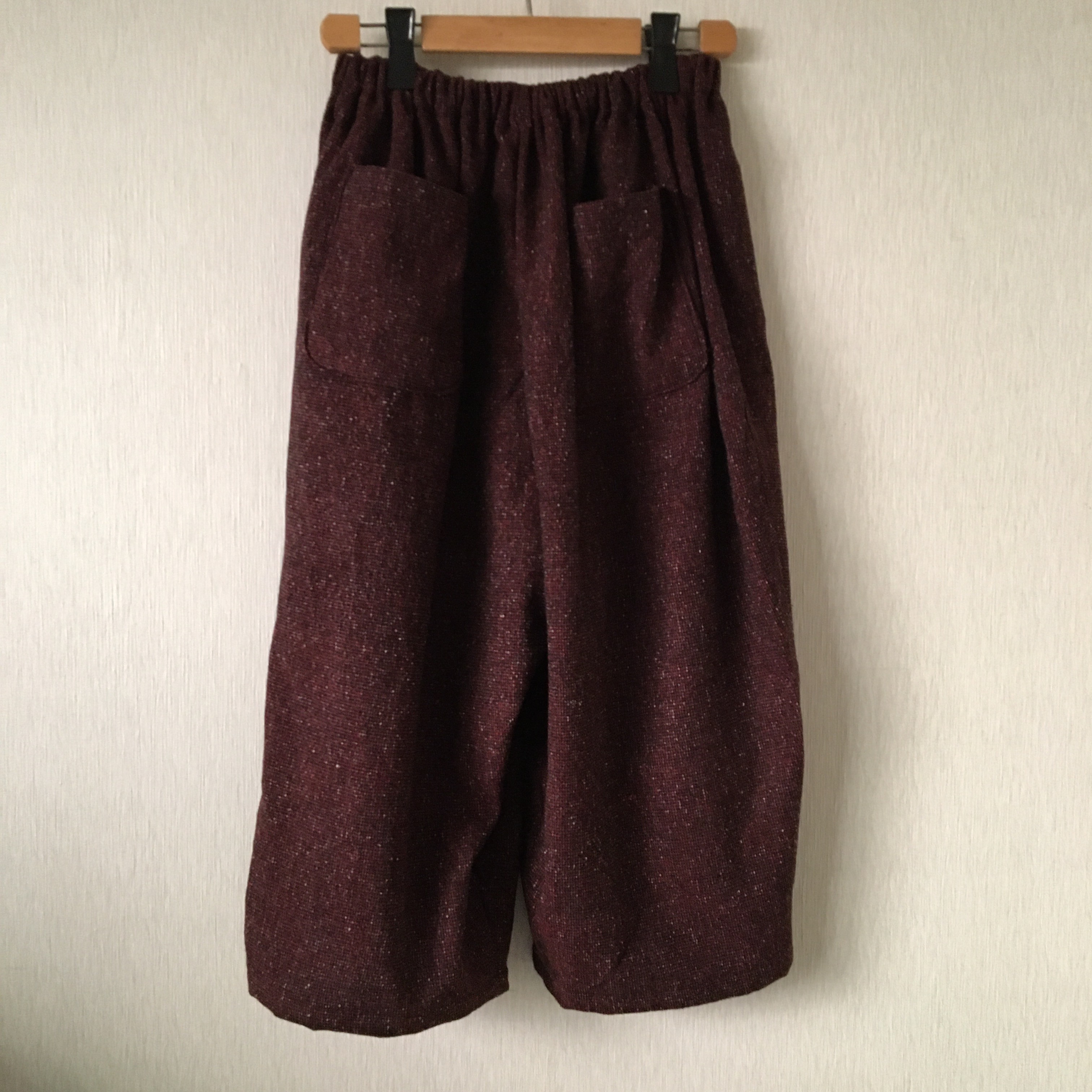 ミックス織り生地ゆったりサルエルボールパンツ　エンジＦ