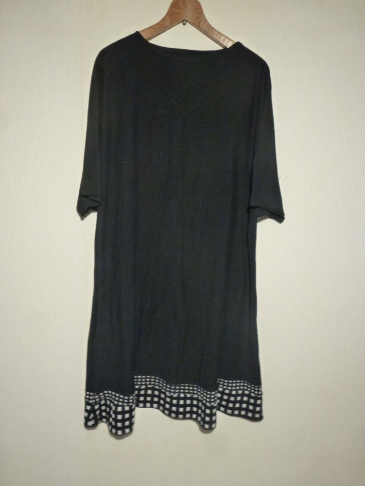 コットンドルマンシンプルワンピース黒×黒チェック大小