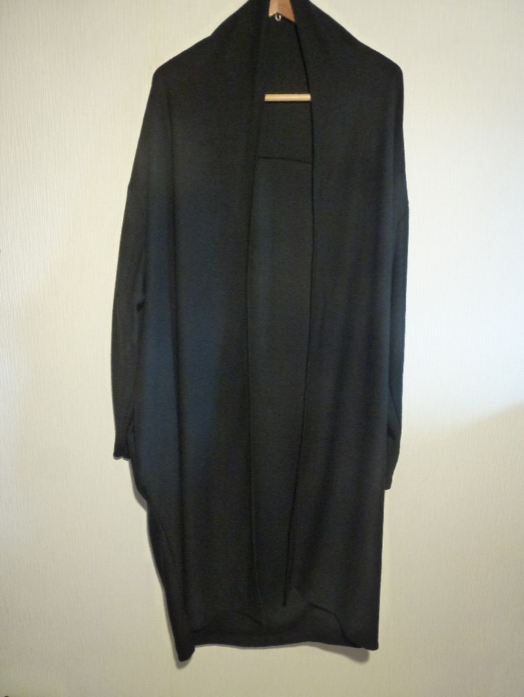 ウール天竺ポケット遊びガウンコート　黒Ｆ