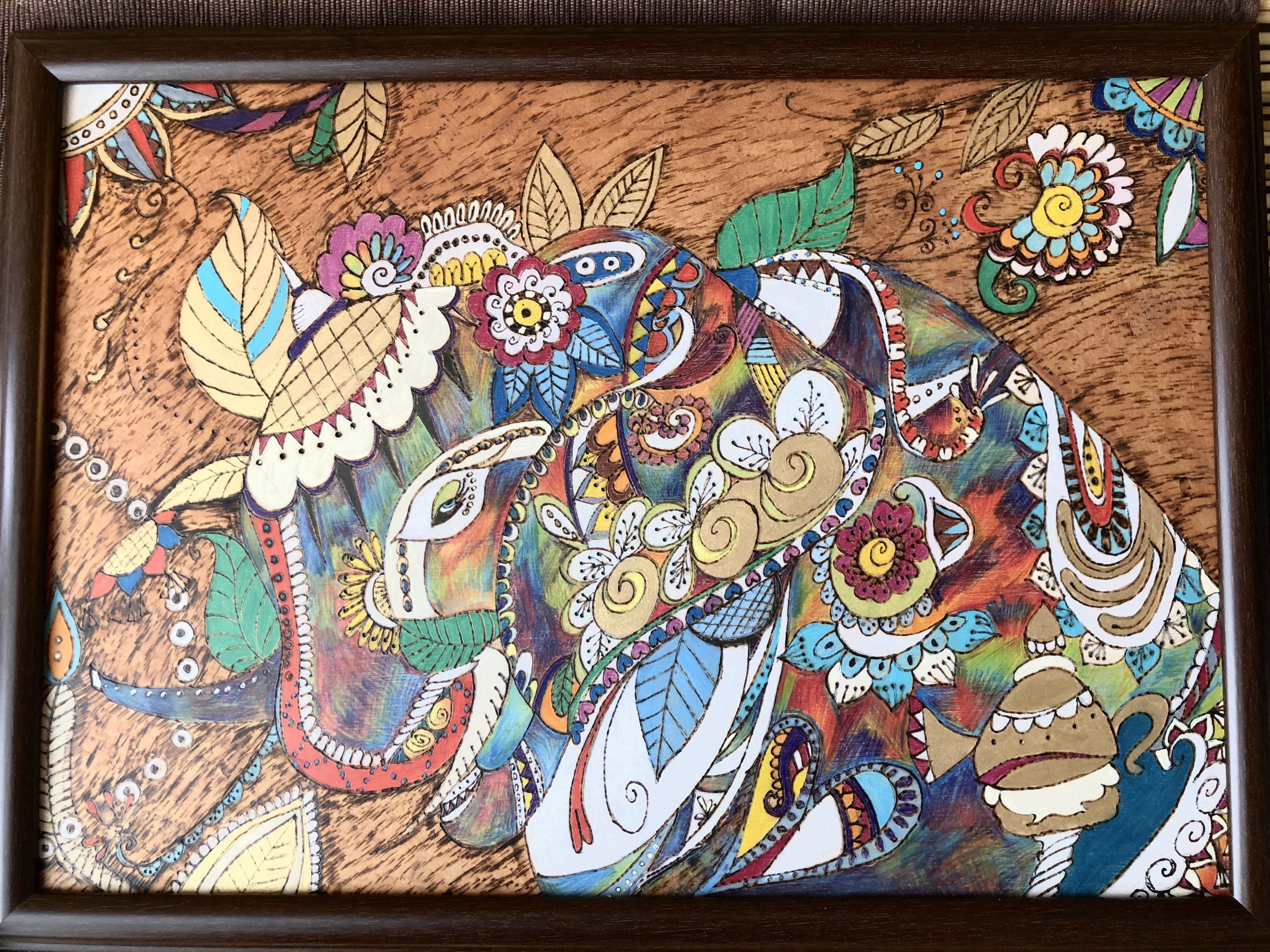 【値下中】ウォールインテリア　アジアン　バリ絵画　ブルー系【KA-6-4】 値下中】ウォールインテリア アジアン バリ絵画 ブルー系【KA-6-4】
