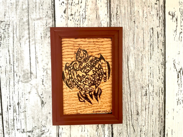 原画販売】ホヌの絵 ハワイのことわざ入りハガキサイズインテリア