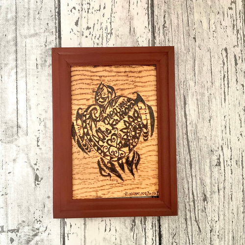 原画販売】ホヌの絵 ハワイのことわざ入りハガキサイズインテリア