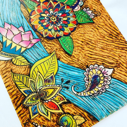 原画販売】蓮と水流（ロータスデザイン）A4サイズインテリアアート額