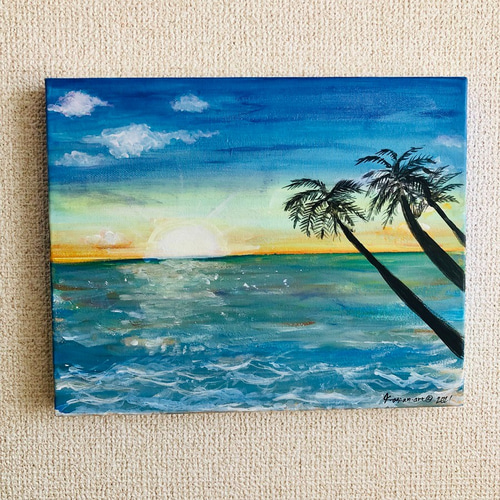 原画販売】海の絵 F3サイズ「バリの朝の海」 絵画 K-asian-art 原画販売】海の絵 F3サイズ「バリの朝の海」 絵画 K-asian-art
