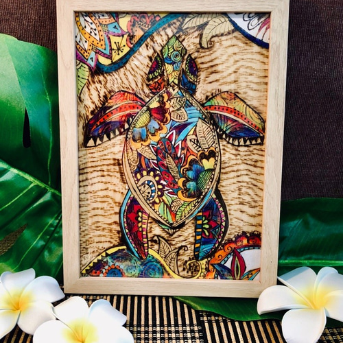 原画販売】ホヌ・アジアンインテリアB5サイズ（額入り） 絵画 K-asian