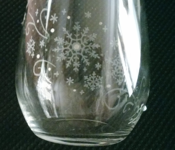 手彫り×装飾ガラス　雪の女王のグラス 4枚目の画像