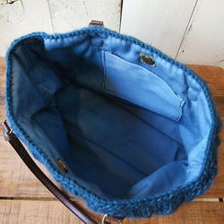 アラン模様のバッグのキット　ダークブルー（K2・アルパカ毛糸） 5枚目の画像