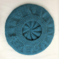 NZポッサム・メリノ・シルク　シンプルなニットベレー帽子　ターコイズ 7枚目の画像