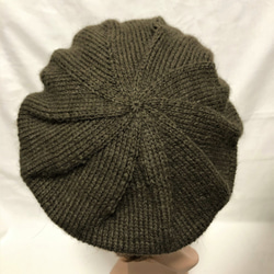 NZポッサム・メリノ・シルク　シンプルなニットベレー帽子　アボカド 6枚目の画像