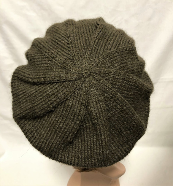 NZポッサム・メリノ・シルク　シンプルなニットベレー帽子　アボカド 6枚目の画像