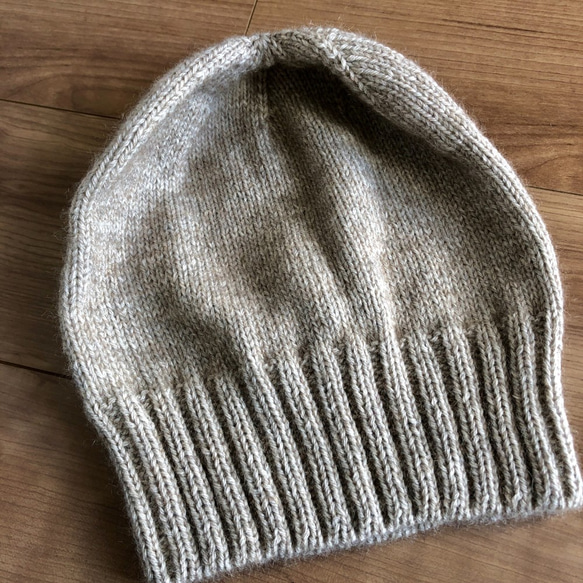 NZポッサム・メリノ・シルク　シンプルメリヤス帽（2本どり）　ナチュラル(無着色) 6枚目の画像