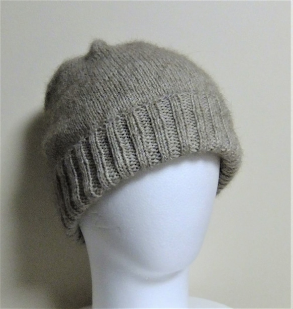 NZポッサム・メリノ・シルク　薄くて軽いシンプルメリヤス帽 ナチュラル 2枚目の画像