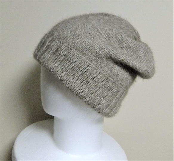 NZポッサム・メリノ・シルク　薄くて軽いシンプルメリヤス帽 ナチュラル 4枚目の画像
