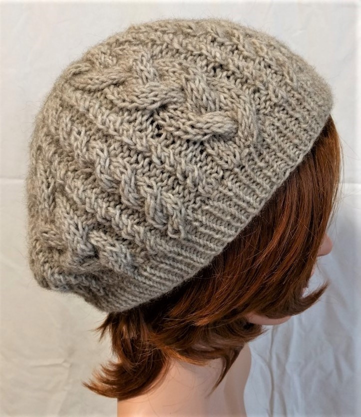 ☆受注制作☆　NZポッサム・メリノ　アラン模様のベレー帽(マッシュルーム型) 4,756円