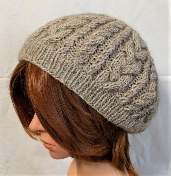 編み図 ポッサム・メリノ アラン模様のベレー帽 （郵送・送料込） 編み