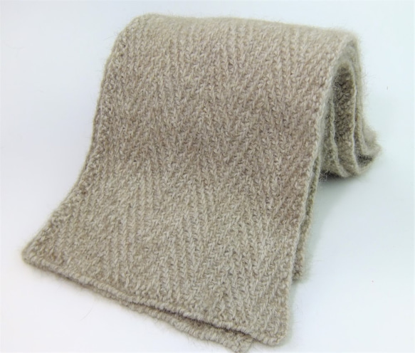 編み図　ポッサム・メリノ　織り地風ヘリンボーン模様のマフラー　（郵送・送料込） 1枚目の画像