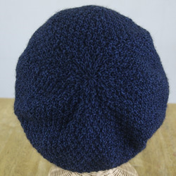 ★クリアランスセール★かのこ編みのベレー帽(ふんわりマッシュルーム型)　デニムブルー 3枚目の画像