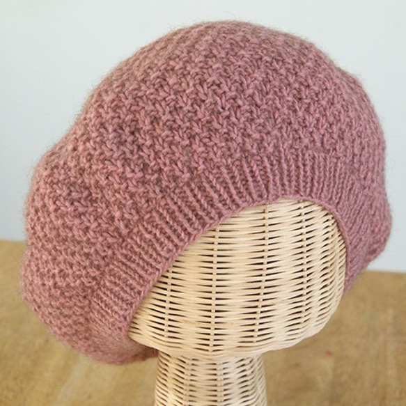 ★クリアランスセール★かのこ編みのベレー帽(ふんわりマッシュルーム型)　ピンク 1枚目の画像
