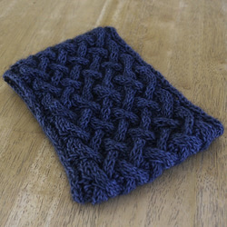 なわ編みのカウル（両面なわ編み）ミディアムブルー 2枚目の画像