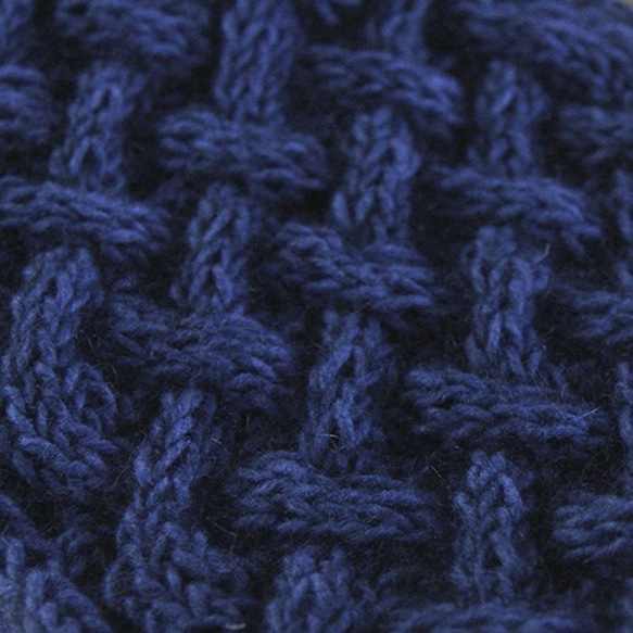 なわ編みのカウル（両面なわ編み）ミディアムブルー 4枚目の画像
