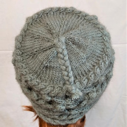 ともさん専用　受注制作　NZポッサム・メリノなわ編み帽（ラウンドボックス型）ミディアムブルー 8枚目の画像