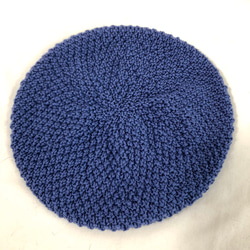かのこ編みのベレー帽 　NZメリノ100％　パープルブルー 5枚目の画像