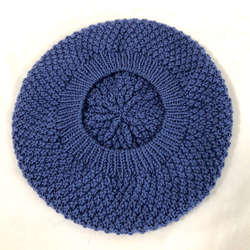 かのこ編みのベレー帽 　NZメリノ100％　パープルブルー 6枚目の画像
