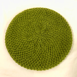 かのこ編みのベレー帽 　NZメリノ100％　グリーン 5枚目の画像