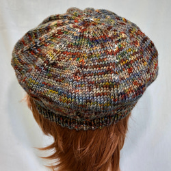 シンプルなメリヤス編みのベレー帽 　NZメリノ100％　手染めマルチカラー　S-Mサイズ 4枚目の画像