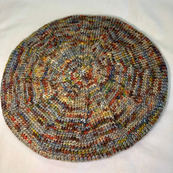 シンプルなメリヤス編みのベレー帽 　NZメリノ100％　手染めマルチカラー　S-Mサイズ 7枚目の画像