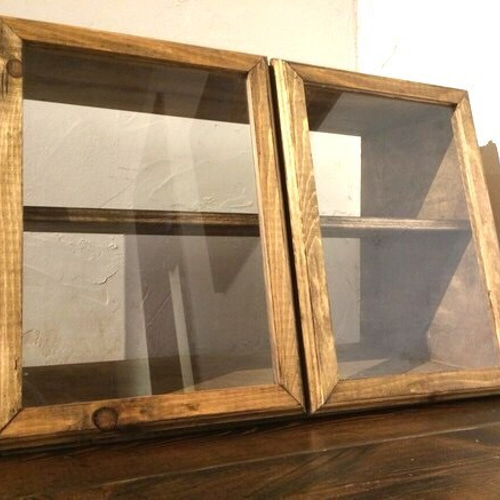 カフェ風2段ショーケース】サイズ変更可能 装飾フレーム ショーケース