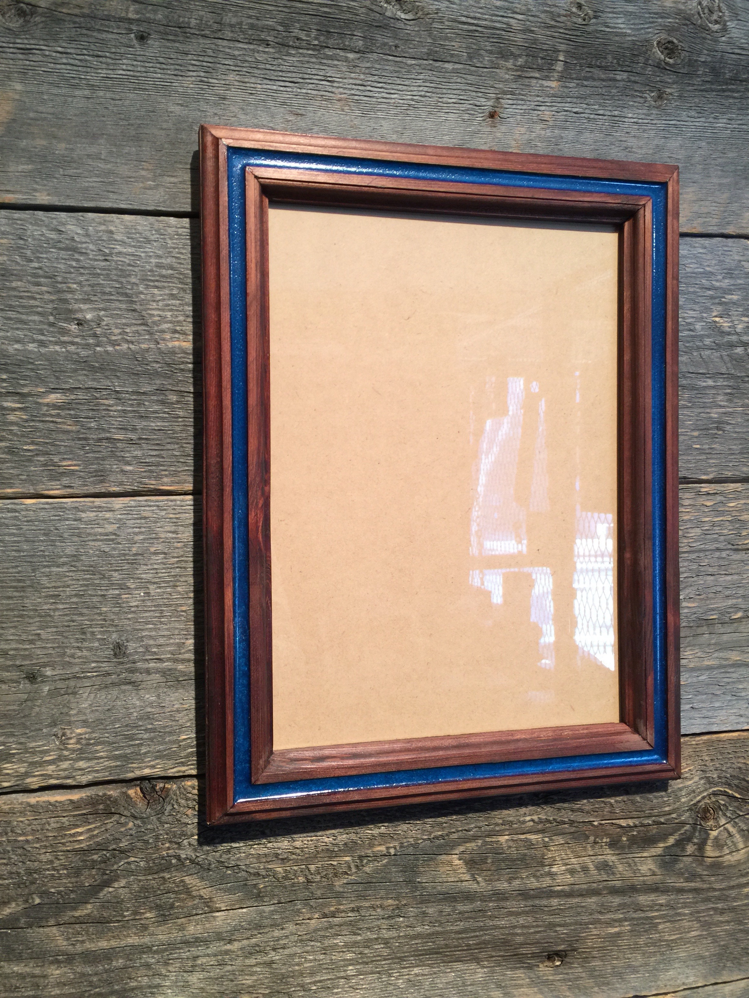 【A4樹脂フレーム】 額縁　鏡　ミラー　ガラス　オーダー制作  木製　ブルーライン　 ポスター  写真 額縁 クリア